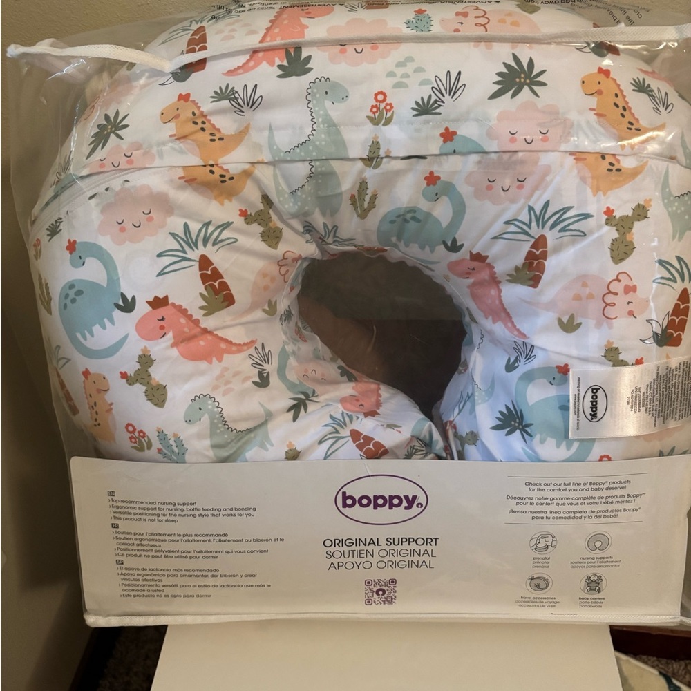 Boppy Pillow with Colorful Dinosaur Design